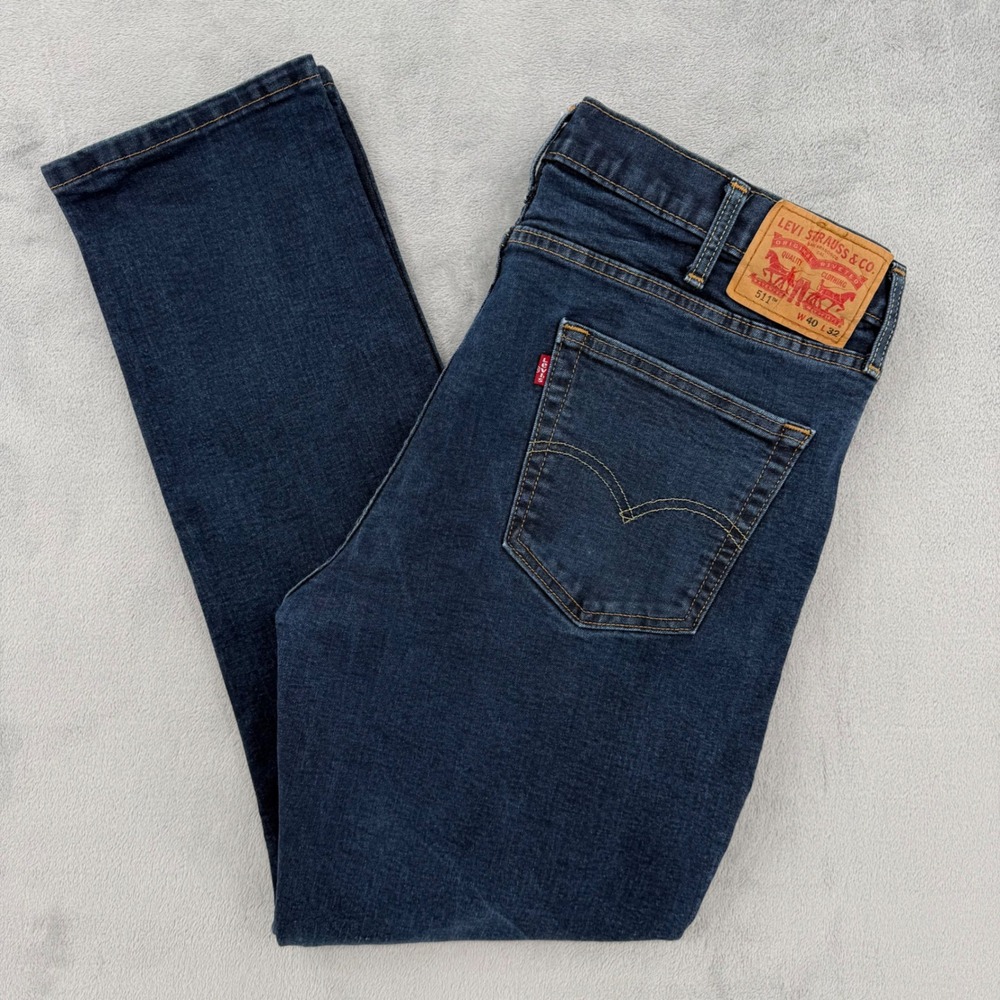 Levi's Men's Blue 511 Medium Wash Button‎ Denim Straight Leg Jeans Size 40x32